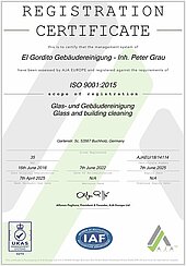   Unser Unternehmen ist zertifiziert nach  DIN ISO 9001:2015